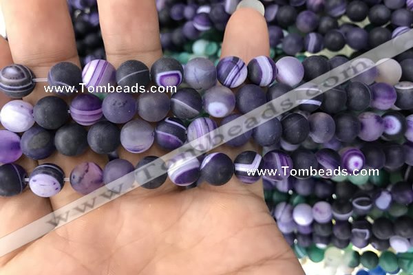 CAA1495 15.5 inches 6mm round matte banded agate beads wholesale