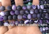 CAA1498 15.5 inches 12mm round matte banded agate beads wholesale