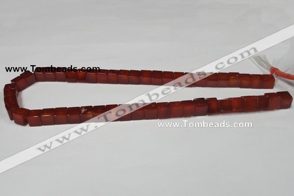 CAA150 15.5 inches 8*8mm cube red agate gemstone beads