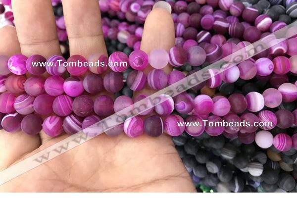 CAA1500 15.5 inches 6mm round matte banded agate beads wholesale