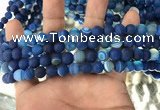 CAA1505 15.5 inches 6mm round matte banded agate beads wholesale