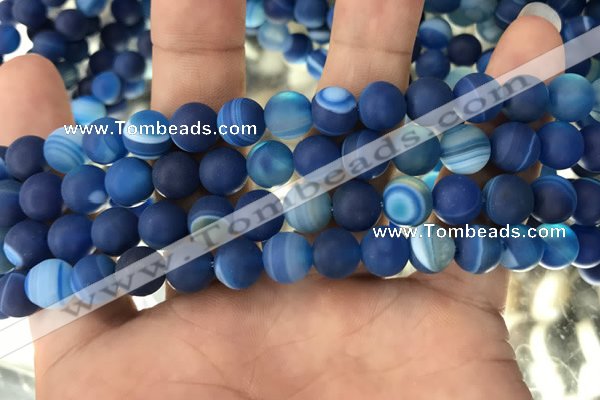 CAA1506 15.5 inches 8mm round matte banded agate beads wholesale