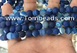 CAA1507 15.5 inches 10mm round matte banded agate beads wholesale