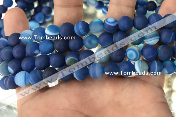 CAA1507 15.5 inches 10mm round matte banded agate beads wholesale