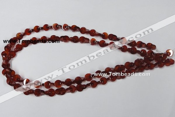 CAA151 15.5 inches 8*8mm curved moon red agate gemstone beads