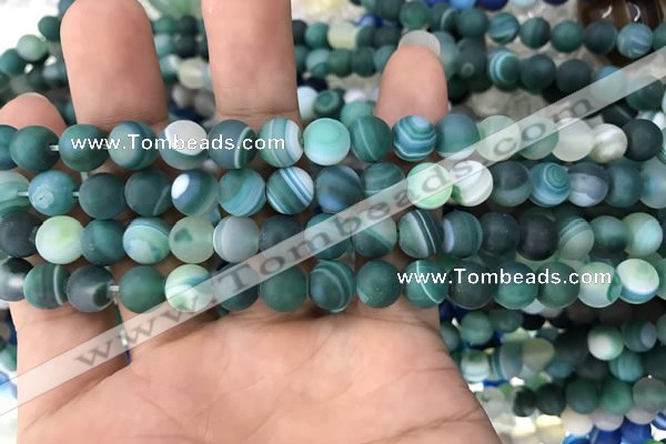 CAA1510 15.5 inches 6mm round matte banded agate beads wholesale