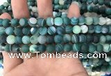 CAA1511 15.5 inches 8mm round matte banded agate beads wholesale