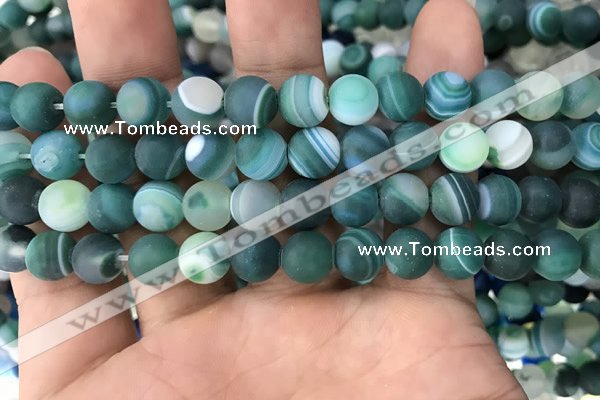 CAA1512 15.5 inches 10mm round matte banded agate beads wholesale