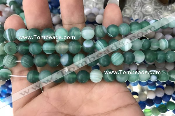 CAA1515 15.5 inches 6mm round matte banded agate beads wholesale