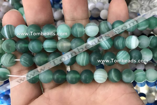 CAA1518 15.5 inches 12mm round matte banded agate beads wholesale