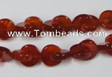 CAA152 15.5 inches 10*10mm curved moon red agate gemstone beads