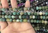 CAA1520 15.5 inches 6mm round matte banded agate beads wholesale