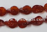 CAA153 15.5 inches 12*12mm curved moon red agate gemstone beads