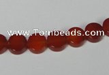 CAA154 15.5 inches 8mm coin red agate gemstone beads