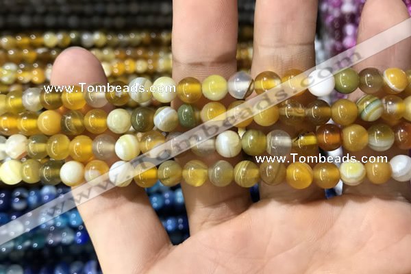 CAA1549 15.5 inches 6mm round banded agate beads wholesale