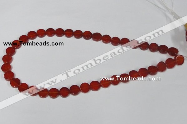 CAA155 15.5 inches 10mm coin red agate gemstone beads