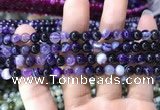 CAA1555 15.5 inches 6mm round banded agate beads wholesale