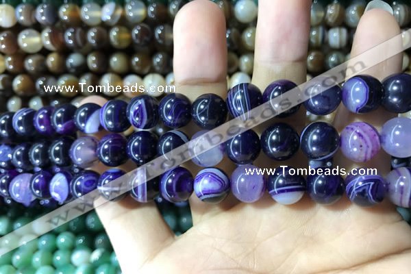 CAA1556 15.5 inches 8mm round banded agate beads wholesale