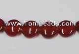 CAA156 15.5 inches 10mm flat round red agate gemstone beads