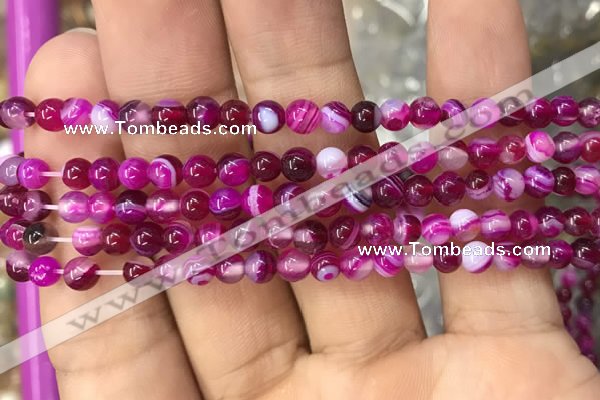 CAA1560 15.5 inches 4mm round banded agate beads wholesale