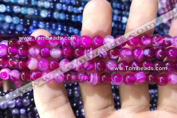 CAA1561 15.5 inches 6mm round banded agate beads wholesale