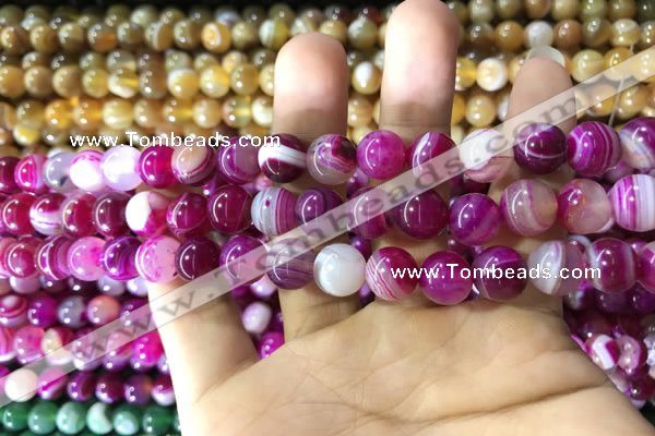 CAA1562 15.5 inches 8mm round banded agate beads wholesale