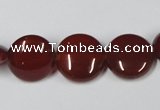 CAA157 15.5 inches 15mm flat round red agate gemstone beads