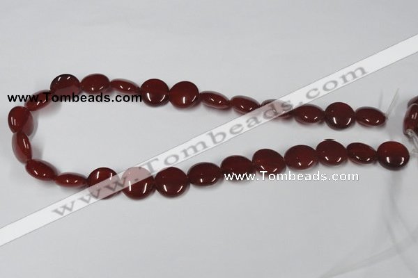 CAA157 15.5 inches 15mm flat round red agate gemstone beads