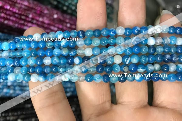 CAA1572 15.5 inches 4mm round banded agate beads wholesale