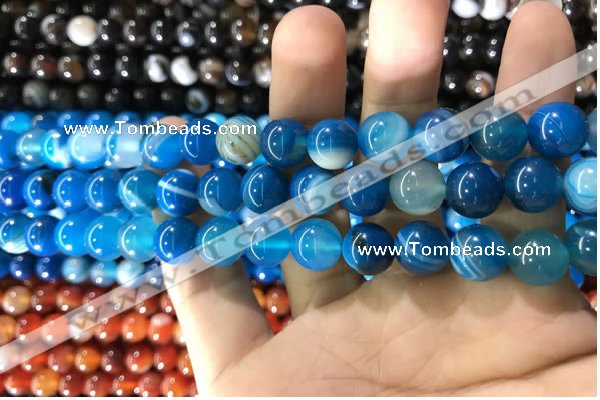 CAA1574 15.5 inches 8mm round banded agate beads wholesale