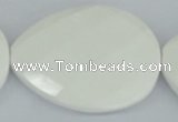 CAA16 15.5 inches 40*50mm faceted flat teardrop white agate beads