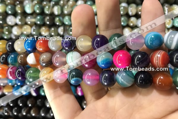 CAA1605 15.5 inches 10mm round banded agate beads wholesale