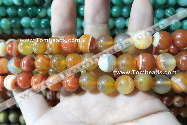 CAA1612 15.5 inches 12mm round banded agate beads wholesale