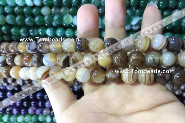 CAA1616 15.5 inches 8mm round banded agate beads wholesale