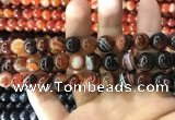 CAA1624 15.5 inches 12mm round banded agate beads wholesale