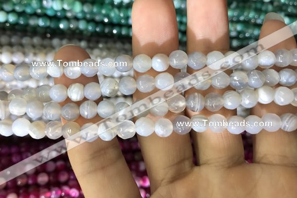 CAA1630 15.5 inches 6mm faceted round banded agate beads