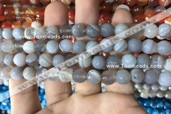 CAA1631 15.5 inches 8mm faceted round banded agate beads