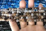 CAA1635 15.5 inches 6mm faceted round banded agate beads