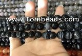 CAA1642 15.5 inches 10mm faceted round banded agate beads