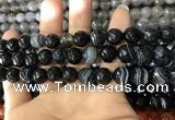 CAA1643 15.5 inches 12mm faceted round banded agate beads