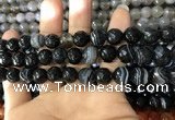 CAA1643 15.5 inches 12mm faceted round banded agate beads