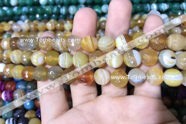 CAA1647 15.5 inches 10mm faceted round banded agate beads