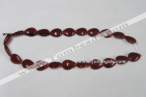 CAA165 15.5 inches 13*18mm flat teardrop red agate gemstone beads