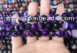 CAA1652 15.5 inches 10mm faceted round banded agate beads