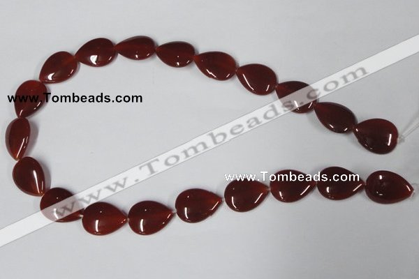 CAA166 15.5 inches 15*20mm flat teardrop red agate gemstone beads