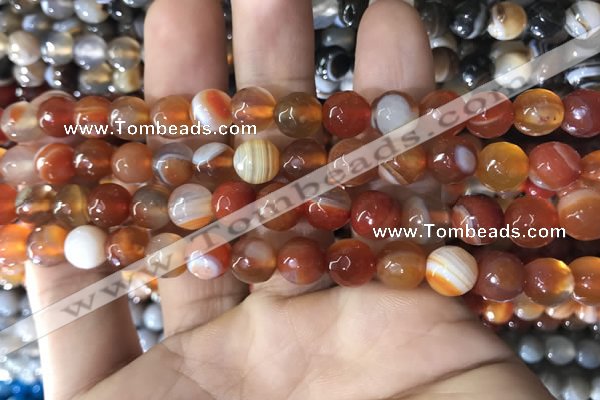 CAA1661 15.5 inches 8mm faceted round banded agate beads