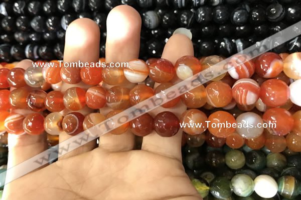 CAA1662 15.5 inches 10mm faceted round banded agate beads