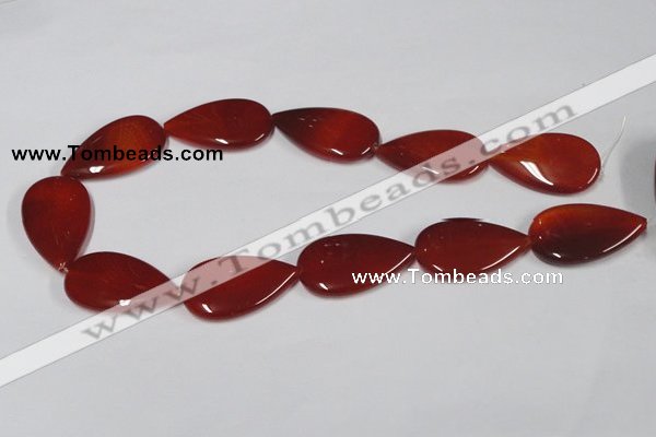 CAA167 15.5 inches 22*36mm flat teardrop red agate gemstone beads