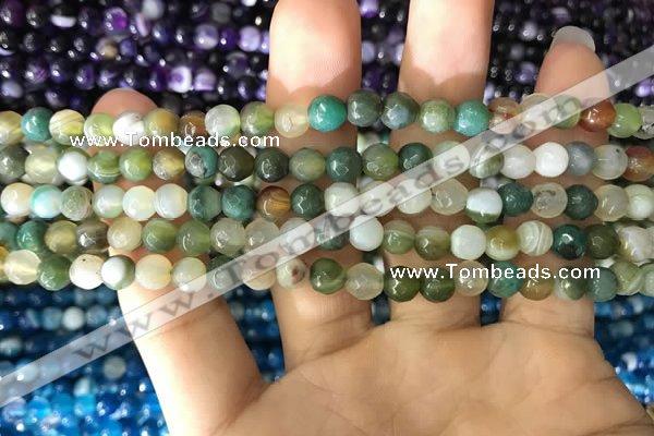 CAA1670 15.5 inches 6mm faceted round banded agate beads