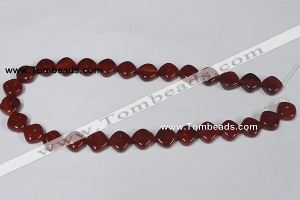 CAA168 15.5 inches 13*13mm diamond red agate gemstone beads